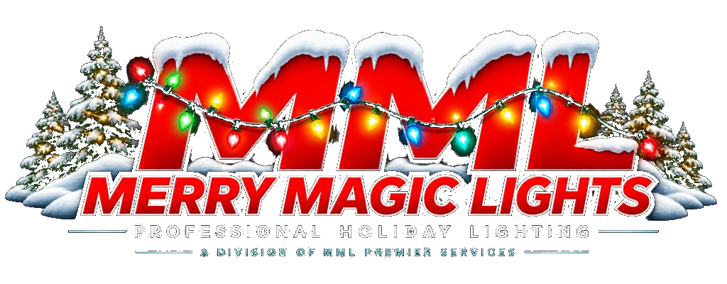 Merry Magic Lights logo, professional holiday lighting by MML Premier Services